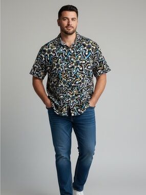 Title: Robert Graham Shirt 2XL Classic Fit Floral Abstract Cotton Short Sleeve